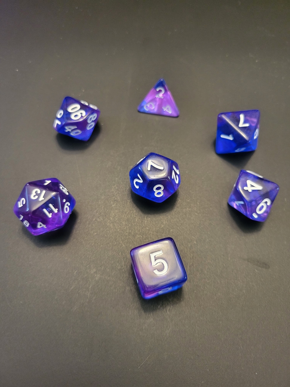 Purple and Blue RPG Dice Set - 7-Piece Polyhedral Game Dice